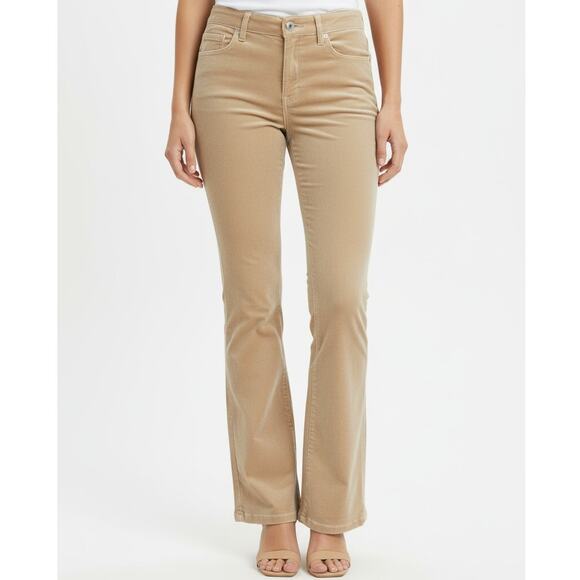 Escada Sport Womens Velvet Pants 10 Kate Bootcut Italy Stretch Holiday Beige - Picture 1 of 16